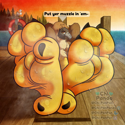 4_toes anisodactyl anthro avian_feet beak black_claws bodily_fluids brown_body brown_eyes brown_feathers claws command dialogue digit_ring dirty dirty_feet docks feathers feet foot_fetish foot_focus hands_behind_head jewelry looking_at_viewer male musk musk_cloud musky_feet nude plant ring sea sitting smelly smelly_feet smile solo sunset sweat sweatdrop sweaty_feet talking_to_viewer talons toe_ring toes tree water chi_panpan pirate_eagle accipitrid accipitriform ambient_bird avian bird eagle gull lari larid philippine_eagle 1:1 absurd_res hi_res