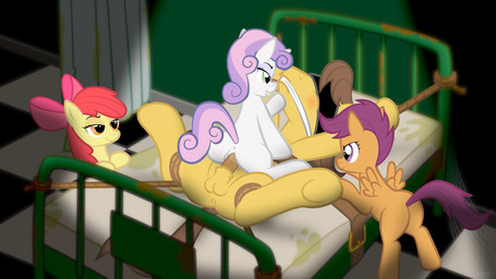 age_difference all_on_one anus balls bdsm bed bed_bondage blindfold bondage bound cloth_gag cowgirl_position dominant dominant_female erection feathered_wings feathers female female_on_top female_penetrated female_rape female_raping_male feral feral_on_feral feral_penetrated feral_penetrating feral_penetrating_feral forced from_front_position furniture gag gagged genitals group larger_male loli lying male male/female male_on_bottom male_penetrating male_penetrating_female male_raped nude older_male on_back on_bottom on_top orange_body orange_feathers penetration penis power_bottom power_bottom_rape rape sex size_difference smaller_female smaller_penetrated spread_eagle straddling submissive submissive_male tail vaginal vaginal_penetration vulva wings young young_feral younger_female younger_penetrated jepso friendship_is_magic hasbro my_little_pony mythology apple_bloom_(mlp) caramel_(mlp) cutie_mark_crusaders_(mlp) scootaloo_(mlp) sweetie_belle_(mlp) earth_pony equid equine horse mammal mythological_creature mythological_equine pegasus pony 16:9 hi_res widescreen