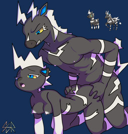 4_fingers all_fours ambiguous_penetration anthro anthro_on_anthro anthro_penetrated anthro_penetrating anthro_penetrating_anthro anthrofied areola black_body black_breasts black_ears black_fur blue_eyes blue_inner_ear breasts butt butt_grab clenched_teeth collarbone doggystyle duo eyebrows eyelashes female female_anthro female_penetrated fingers from_behind_position fur gloves_(marking) hand_on_another's_butt hand_on_butt hand_on_partner's_butt leg_markings looking_pleasured male male/female male_anthro male_penetrating male_penetrating_female markings medium_breasts multicolored_body multicolored_ears multicolored_fur navel nipples nude nude_anthro nude_female nude_male open_mouth penetration pink_tongue sex simple_background socks_(marking) tail teeth tongue white_areola white_body white_eyelashes white_fur white_markings white_nipples white_tail yellow_sclera safersophieroth nintendo pokemon blitzle generation_5_pokemon pokemon_(species) zebstrika 2026 absurd_res digital_media_(artwork) hi_res watermark