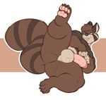 anthro bottomless bottomless_male butt clothed clothing male presenting presenting_hindquarters raised_clothing raised_leg raised_shirt raised_topwear shirt slightly_chubby solo tongue tongue_out topwear rabidraccoon ludd mammal procyonid raccoon