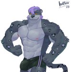 anthro bulge clothing detailed_bulge flexing genital_outline male muscular muscular_anthro muscular_male penis_outline solo underwear hittoga ja'aran_(sona) felid mammal pantherine snow_leopard absurd_res hi_res