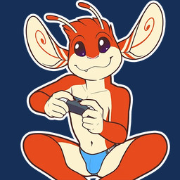 5_fingers antennae_(anatomy) anthro biped black_claws blue_briefs blue_clothing blue_underwear briefs briefs_only claws clothed clothing controller dipstick_antennae finger_claws fingers fur game_controller gaming holding_controller holding_object humanoid_hands male multicolored_antennae multicolored_body multicolored_fur navel outline pink_nose playing_video_game purple_eyes red_body red_fur simple_background sitting smile snaggle_tooth solo telegram_sticker topless transparent_background two_tone_body two_tone_fur underwear underwear_only white_body white_fur white_outline shiuk disney lilo_and_stitch fan_character ferlo alien experiment_(lilo_and_stitch) 1:1 alpha_channel digital_drawing_(artwork) digital_media_(artwork) flat_colors
