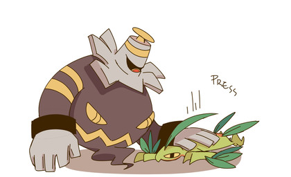 anthro duo looking_down lying male on_front pressing simple_background text white_background yellow_eyes scribzag nintendo pokemon pokemon_mystery_dungeon spike_chunsoft dusknoir_(eotds) grovyle_the_thief dusknoir generation_3_pokemon generation_4_pokemon grovyle pokemon_(species) 2026 digital_media_(artwork) english_text hi_res