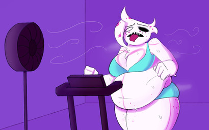 athletic_wear belly big_belly blue_bra blue_clothing blue_underwear bodily_fluids bottomwear bra breath butt chest_tuft clothing exercise female freckled_belly freckled_butt freckled_face freckled_legs freckled_shoulders freckled_thighs freckles fur hair huge_thighs inside love_handles markings narrowed_eyes overweight overweight_female panting purple_background rotary_fan running sharp_teeth shorts simple_background solo sports_bra spots spotted_body spotted_hair sweat sweatdrop teeth thick_thighs tight_clothing tired tongue tongue_out treadmill tuft underwear white_body white_fur white_hair tonisk hazbin_hotel hellaverse angel_dust animal_humanoid arachnid arachnid_humanoid arthropod arthropod_humanoid humanoid spider_humanoid 16:10 2023 digital_media_(artwork) hi_res widescreen busty_boy_(lore) male_(lore)