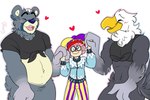 anthro belly big_hands clothing crop_top feathers fluffy group hand_holding male male/male muscular navel neck_tuft polyamory shirt slightly_chubby slightly_chubby_anthro slightly_chubby_male topwear tuft cirkus animal_crossing nintendo apollo_(animal_crossing) curt_(animal_crossing) mayorcharlie_(cirkus) accipitrid accipitriform avian bald_eagle bear bird eagle humanoid mammal sea_eagle