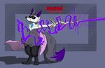 ambiguous_gender anthro cape clothing eyewear gem glasses magic nude solo stick text dumderg grand_theft_auto grand_theft_auto_v nintendo pokemon rockstar_games braixen generation_6_pokemon pokemon_(species) english_text