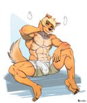 abs anthro athletic athletic_male biceps blonde_hair brown_eyes bulge clothed clothing college_student detailed_bulge fur genital_outline hair male muscle_tone muscular muscular_male nipples orange_body orange_fur pecs penis_outline pose solo topless kamina1978 kevin_(wsad) bird_dog canid canine canis domestic_dog golden_retriever hunting_dog mammal retriever pinup