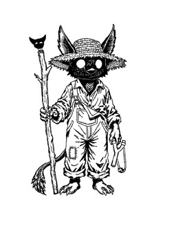 3_toes 4_fingers anthro barefoot beak big_ears biped button_(fastener) claws clothed clothed_anthro clothed_male clothing collared_shirt cosplay dress_shirt duo ears_through_headwear ears_up empty_eyes feathers feet finger_claws fingers fur hat headgear headwear holding_object holding_ranged_weapon holding_slingshot holding_walking_stick holding_weapon male male_anthro open_beak open_mouth overalls patched_clothing pockets ranged_weapon shirt simple_background slingshot solo_focus standing stick straw_hat tail toe_claws toes topwear walking_stick weapon postto deadlock_(game) mark_twain mythology valve huck_finn lil_helper_(deadlock) rem_(deadlock) avian chimera dream_creature gryphon mythological_avian mythological_creature 2026 black_and_white hi_res monochrome traditional_media_(artwork)
