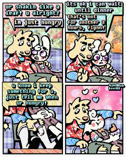 4_panel_comic aloha_shirt anthro bottomwear bow_tie candy cheek_spots chocolate chocolate_bar clothing dessert dialogue duo ears_down eyes_closed flip_flops floppy_ears food footwear fur heart_symbol male overalls pattern_clothing pattern_shirt pattern_topwear pivoted_ears sandals shirt shoes shorts smile socks socks_with_sandals speech_bubble teeth text tooth_gap topwear white_body white_fur wide_eyed yellow_body yellow_fur rawdawgcomics bingus_(rawdawgcomics) stahli_(rawdawgcomics) bird_dog canid canine canis domestic_dog golden_retriever hunting_dog lagomorph leporid mammal rabbit retriever 4:5 comic english_text hi_res