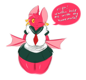 anthro bottomwear breasts clothing ear_piercing female hands_behind_back looking_at_viewer membrane_(anatomy) membranous_wings necktie one_eye_closed piercing red_eyes school_uniform skirt solo thick_thighs uniform wide_hips wings wink yellow_sclera averyshadydolphin vixie_(averyshadydolphin) bat mammal 2016 colored digital_drawing_(artwork) digital_media_(artwork) unavailable_at_source