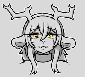 ambiguous_gender anthro antlers arm_tuft bodily_fluids collar crying horn inner_ear_fluff sad shoulder_tuft solo tears tuft mara_the_ravenous vallistar_(kreep.gay) bovid caprine goat mammal bust_portrait portrait sketch