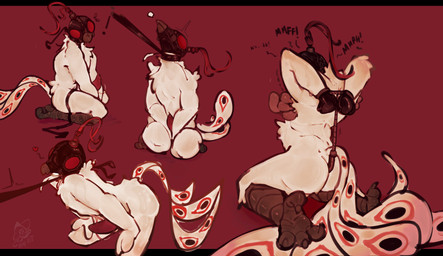 anal_hook animal_genitalia animal_penis anthro arched_back avian_feet bdsm bent_over bit_gag blindfold bodily_fluids bondage bondage_gear bondage_gloves bound breath butt claws clothing collar curling_toes drooling erection exclamation_point falconry_hood feathers feet gag gagged genital_fluids genitals hands_behind_head hands_between_legs hands_in_front hands_on_legs hands_on_thighs hands_tied handwear hood kneeling kneeling_on_ground leaking_precum leash leash_pull leashed_collar leather looking_at_viewer looking_up male muffled muffled_laughing multiple_poses neck_tuft nude nude_anthro nude_male penis pose precum rear_view red_background rope saliva saliva_string sensory_deprivation sensory_deprivation_hood shaking simple_background solo sweat sweatdrop tail tail_feathers tickle_torture tickling tickling_armpits toe_claws trembling tuft white_body chompingbit dreamworks kung_fu_panda lord_shen avian bird galliform peafowl phasianid absurd_res hi_res