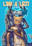 anthro arcsuh bisexual blush brother_(lore) brother_and_sister_(lore) canid canine comic cover cover_art cover_page digital_media_(artwork) digital_painting_(artwork) english_text eyewear female fur glasses group hair hi_res hybrid incest_(lore) kiss_on_lips kissing lizzy_(arcsuh) lynn_(arcsuh) male male/female male/male mammal markings mmf nipples nude open_mouth procyonid raccoon sibling_(lore) simple_background sister_(lore) striped_body striped_fur striped_markings stripes text trio twins_(lore) zeek_(arcsuh)