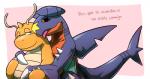 anthro blush duo hug hugging_another hugging_from_behind licking orange_body simple_background text tongue tongue_out unagi_bukuro nintendo pokemon dragonite garchomp generation_1_pokemon generation_4_pokemon pokemon_(species) 2019 spanish_text translated translation_check