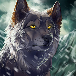 black_nose brown_body brown_fur cloud feral fur grey_body grey_fur snow solo whiskers yellow_eyes wolfroad canid canine canis mammal wolf 1:1 2015 digital_media_(artwork) headshot_portrait icon portrait