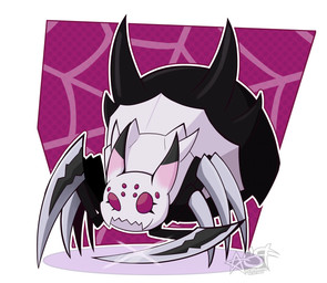 8_eyes 8_limbs ambiguous_gender arthropod_abdomen black_body blade_arm feral logo mouth_closed multi_eye solo white_body chrisstarfer so_i'm_a_spider_so_what? kumoko arachnid arthropod spider 2021 artist_logo hi_res female_(lore)