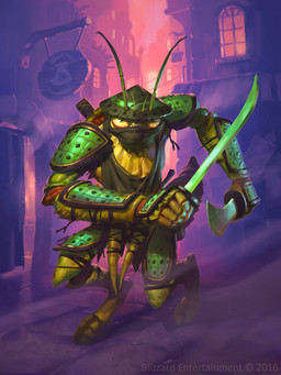 5_fingers antennae_(anatomy) anthro armor arthropod_abdomen asian_conical_hat clothing digitigrade dual_wielding exoskeleton fingers green_body green_exoskeleton green_eyes hat headgear headwear holding_melee_weapon holding_object holding_sword holding_weapon looking_at_viewer male melee_weapon outside samurai solo standing sword town warrior weapon window slawomir_maniak blizzard_entertainment hearthstone warcraft arthropod insect mantid_(warcraft) 2016 digital_media_(artwork) hi_res official_art
