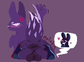 ambiguous_gender annoyed anthro backsack balls big_butt blue_body blush bodily_fluids butt cross-popping_vein drooling duo freckled_butt freckled_face freckles genitals hand_on_butt heart_symbol male purple_body raised_tail saliva stretched_anus tail melodicfractals rain_world videocult inv_(rain_world) spearmaster_(rain_world) slugcat digital_media_(artwork) pixel_(artwork)