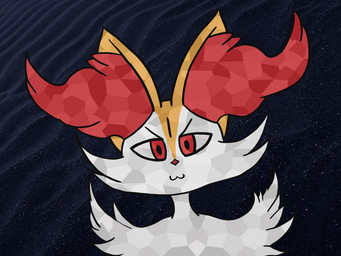 :3 anthro arm_tuft cosmic_background fur inner_ear_fluff markings multicolored_body multicolored_fur red_body red_eyes red_fur shoulder_tuft smile smug solo space space_background tuft white_body white_fur yellow_body yellow_fur halfbaked-hope nintendo pokemon braixen generation_6_pokemon pokemon_(species) 4:3 absurd_res hi_res