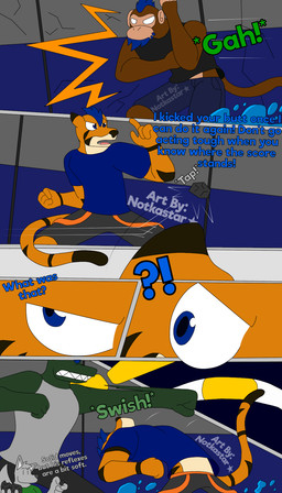 anthro dialogue dodging fight fighting_pose flicking group inside male pose punch rock text water conditional_dnp notkastar zatch_(notkastar) canid canine canis felid haplorhine mammal monkey pantherine primate tiger wolf 4:7 animated animated_comic comic english_text hi_res high_framerate multiple_scenes