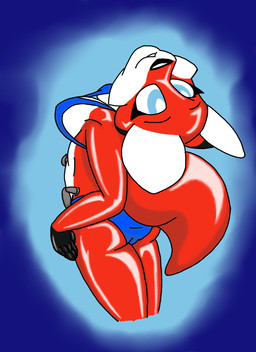 anthro belly_valve bikini breasts clothing female glistening glistening_body handles_on_waist inflatable looking_at_viewer looking_back looking_back_at_viewer solo swimwear two-piece_swimsuit simonov animate_inanimate canid canine fox living_inflatable living_pool_toy mammal red_fox true_fox hi_res