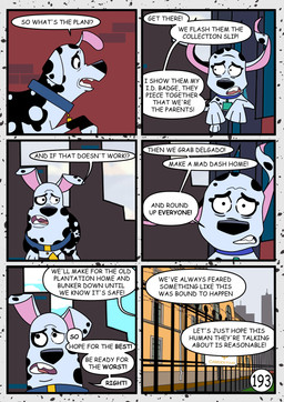 duo female feral male speech_bubble text redundantmodule 101_dalmatian_street 101_dalmatians disney delilah_(101_dalmatians) doug_(101_dalmatians) canid canine canis dalmatian domestic_dog mammal comic english_text hi_res