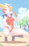 anthro beach binoculars blush bodily_fluids breasts clothing cloud corndog crouching drooling duo fellatio fellatio_gesture female food food_fetish food_play gesture glistening glistening_eyes knee_highs leg_markings legwear leotard male markings masturbation masturbation_through_clothing medium_breasts one-piece_swimsuit oral oral_masturbation penile public saliva saliva_string seaside sex socks_(marking) solo_focus spit_bubble suggestive suggestive_gesture swimwear thick_thighs voyeur nanokindred nintendo pokemon cinderace generation_4_pokemon generation_8_pokemon lagomorph leporid lucario mammal pokemon_(species) rabbit absurd_res hi_res