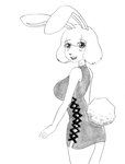 anthro big_breasts big_ears breasts clothed clothing dress female fur hair rabbit_ears rear_view short_hair simple_background solo tail thick_thighs white_body white_fur wide_hips efradraws one_piece carrot_(one_piece) lagomorph leporid mammal rabbit absurd_res graphite_(artwork) hi_res monochrome sketch traditional_media_(artwork)