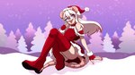 ambiguous_gender anthro christmas_clothing clothed clothing crossdressing eyewear femboy fingerless_gloves glasses gloves hair handwear highlights_(coloring) holidays legwear male no_underwear open_mouth snow solo thigh_highs white_hair shanaroo christmas muse_flick mammal mouse murid murine rodent