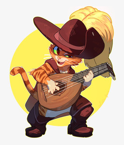 anthro boots cape clothing footwear fur green_eyes hat headgear headwear lute male musical_instrument orange_body orange_fur oud plucked_string_instrument shoes simple_background smile solo string_instrument striped_body striped_fur stripes lillin_apoc dreamworks puss_in_boots_(franchise) puss_in_boots_(dreamworks) domestic_cat felid feline felis mammal tabby_cat absurd_res hi_res