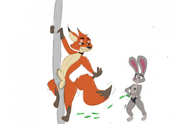 animal_genitalia anthro duo female genitals male male/female pole sheath stripper_pole jrxt disney zootopia judy_hopps nick_wilde canid canine fox lagomorph leporid mammal rabbit red_fox true_fox hi_res