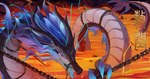 beard black_body blue_claws blue_hair bodily_fluids bound chain chained claws dragon_horn facial_hair fangs female hair horn lava lava_pool locked long_beard looking_at_viewer open_mouth outside partially_submerged paws red_eyes saliva saliva_on_tongue solo teeth text tongue tongue_out white_body flong asian_mythology chinese_mythology east_asian_mythology mythology ne_zha_(series) ne_zha_2 ao_run dragon eastern_dragon mythological_creature mythological_scalie scalie 2025 256:135 4k absurd_res chinese_text digital_drawing_(artwork) digital_media_(artwork) hi_res shaded wallpaper