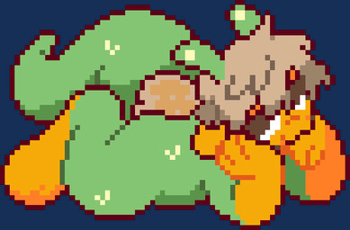 antennae_(anatomy) anthro big_tail brown_eyes brown_hair floppy_ears gloves_(marking) green_body green_skin hair leg_markings looking_at_viewer lying markings on_front shell socks_(marking) solo tail wet wet_body wet_skin yellow_body yellow_skin sh-4rk melon_(sh-4rk) arthropod caterpillar gastropod hybrid insect larva mollusk snail 2025 alpha_channel digital_media_(artwork) pixel_(artwork) wplace_(artwork) nonbinary_(lore)