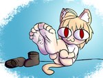 :3 big_eyes boots_removed curling_toes feet female foot_fetish foot_focus genitals humanoid_feet looking_at_viewer plantigrade pussy solo wrinkled_feet wrinkles baggy_(artist) tsukihime type-moon neco-arc animal_humanoid cat_humanoid felid felid_humanoid feline feline_humanoid humanoid mammal mammal_humanoid