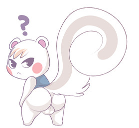 anthro backsack balls big_tail blush bottomless butt clothed clothing fur genitals hair looking_at_viewer looking_back male question_mark simple_background solo standing tail white_background white_body white_fur conditional_dnp erobos animal_crossing nintendo marshal_(animal_crossing) mammal rodent sciurid tree_squirrel 2015