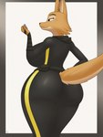 anthro big_breasts big_butt breasts butt clothed clothing eyebrow_piercing facial_piercing female piercing skinsuit solo thick_thighs tight_clothing wide_hips r-rova dreamworks the_bad_guys diane_foxington canid canine fox mammal hi_res