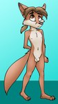 animal_genitalia anthro balls brown_eyes fully_sheathed genitals male nipples penis pose sheath simple_background slim solo dizzyvixen fenton_(dizzyvixen) canid canine fox mammal red_fox true_fox 9:16 hi_res pinup