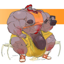 balls big_balls big_muscles big_penis bodily_fluids bulge genitals huge_balls huge_muscles huge_penis hyper hyper_genitalia hyper_muscles hyper_penis male muscular muscular_humanoid muscular_male nipples penis piercing solo sweat whatinsomnia humanoid orc 1:1 hi_res