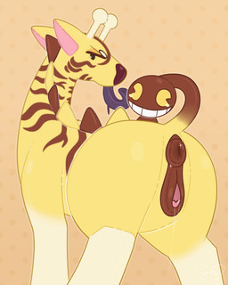 angry animal_genitalia animal_vulva anus bodily_fluids brown_outline clitoral_winking clitoris equine_anus equine_genitalia equine_vulva female feral fur genital_fluids genitals grin grinning_at_viewer long_tongue looking_at_viewer looking_back multicolored_outline outer_highlight outline pink_outline puffy_anus quadruped rear_view smile smiling_at_viewer solo stripes tongue vaginal_fluids vulva yellow_body yellow_fur yellow_outline jasucharm nintendo pokemon generation_2_pokemon girafarig pokemon_(species) 4:5 absurd_res colored digital_drawing_(artwork) digital_media_(artwork) hi_res