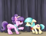 blue_eyes cutie_mark duo female fur hair multicolored_hair pink_body pink_fur purple_hair red_eyes two_tone_hair white_body white_fur day360 friendship_is_magic hasbro my_little_pony coco_pommel_(mlp) suri_polomare_(mlp) earth_pony equid equine horse mammal pony 2014