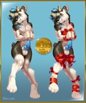 anthro bdsm bondage bound bow_(feature) countershading erection genitals holidays male penis piercing solo behemoth89 christmas canid canine canis domestic_dog hybrid mammal wolf 5:6 absurd_res hi_res