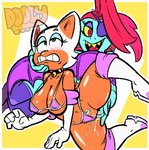 anthro bodily_fluids boots breasts clothing clothing_aside duo female female/female fingering footwear genital_fluids shoes swimwear swimwear_aside tight_swimsuit vaginal vaginal_fingering vaginal_fluids wings doolyboobieboy sega sonic_the_hedgehog_(series) undertale undertale_(series) rouge_the_bat undyne bat mammal absurd_res crossover digital_media_(artwork) hi_res pixel_(artwork)