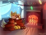 :3 anthro bedding blanket christmas_lights cuddling dipstick_tail duo eyes_closed fire fireplace happy heart_symbol highlights_(coloring) holding_each_other hug love loving_embrace male male/male markings relationship romantic romantic_couple shadow smile snow tail tail_markings warm_lighting window winter yellow_body oddyarts(journey) alex_ferret fehn_fennec canid canine domestic_ferret fennec_fox fox mammal mustelid musteline true_fox true_musteline weasel warm_colors