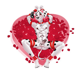 abs aged_up anthro anthrofied areola athletic athletic_male balls blush bow_ribbon candy chocolate chocolate_on_body chocolate_on_penis collar collar_only dessert feet fingers flower food fur genitals half-erect heart_box heart_symbol holidays humanoid_genitalia humanoid_penis looking_at_viewer lying male navel nipples nude on_back pecs penis petals plant rose_(flower) rose_petals simple_background smile solo spread_legs spreading tail toes dal101strefan 101_dalmatian_street 101_dalmatians disney valentine's_day dylan_(101_dalmatians) canid canine canis dalmatian domestic_dog mammal digital_media_(artwork) hi_res