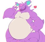 anthro beard belly big_belly facial_hair genitals heart_symbol male overweight overweight_anthro overweight_male penis purple_body purple_scales raised_arm scales solo vein veiny_penis white_body white_scales chibsarts nintendo pokemon nidochi generation_1_pokemon nidoking pokemon_(species)