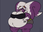 anthro belly bent_over big_belly big_breasts big_butt big_tail biped black_bra black_clothing black_underwear bra breasts butt clothed clothing eyes_closed fart fart_cloud fart_fetish female fluffy fluffy_tail gas gassy hair hand_on_belly huge_thighs logo looking_at_viewer markings navel obese obese_anthro obese_female overweight overweight_anthro overweight_female panties pink_nose raised_tail rumbling_stomach simple_background solo striped_markings striped_tail stripes tail tail_markings thick_thighs underwear white_hair calorie sound_warning nintendo pokemon shuuki_(coaster14) generation_4_pokemon mammal mephitid pokemon_(species) skunk skuntank 2024 2d_animation 4:3 animated artist_logo artist_name short_playtime signature sound webm