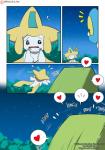 absurd_res comic female froakie generation_3_pokemon generation_6_pokemon group group_sex heart_symbol hi_res humanoid jirachi legendary_pokemon nintendo onomatopoeia pokemon pokemon_(species) sex sky sound_effects star starry_sky tent text winick-lim