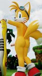 3d_(artwork) 9:16 anthro butt canid canine digital_media_(artwork) extreme_gear eyewear fox genitals goggles hi_res looking_at_viewer looking_back male mammal miles_prower mostly_nude penis sega solo sonic_riders sonic_the_hedgehog_(series) standing twintails3d