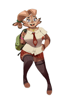 3_toes anthro backpack blue_eyes bottomwear bracelet brown_body brown_fur cheek_tuft clothing collared_shirt dress_shirt eyewear facial_tuft feet female floppy_ears freckled_face freckles fur glasses head_tuft holding_object jewelry long_ears looking_at_viewer miniskirt necktie open_mouth open_smile school_uniform shirt simple_background skirt smile solo tied_ears toeless_legwear toeless_stockings toes topwear tuft uniform wearing_glasses ruffu pepper_in_the_sandbox paddy_(ruffu) lagomorph leporid mammal rabbit digital_drawing_(artwork) digital_media_(artwork)