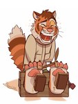 4_toes anthro bodily_fluids brush claws crying_laughing feet foot_fetish fur laugh lock male multicolored_body multicolored_fur one_eye_closed open_mouth open_smile orange_body orange_fur paintbrush pawpads paws pink_nose pink_pawpads restraints simple_background smile solo stocks straitjacket tail tears teeth tickle_fetish tickle_torture tickling tickling_feet toe_claws toes tongue whiskers white_background white_body white_fur yellow_sclera benj24 lackadaisy calvin_mcmurray domestic_cat felid feline felis mammal 2024 3:4 hi_res